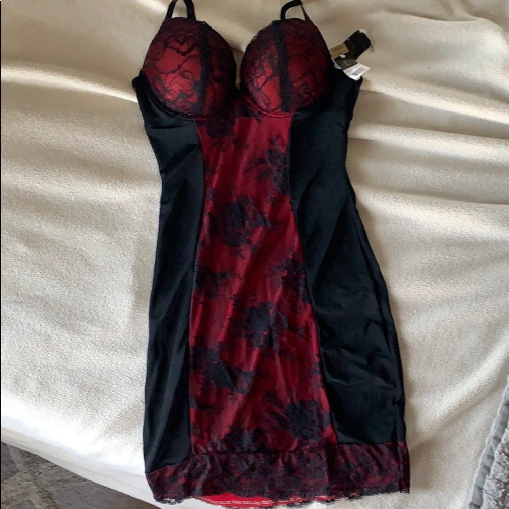 NWT Black and Red Lace Slip